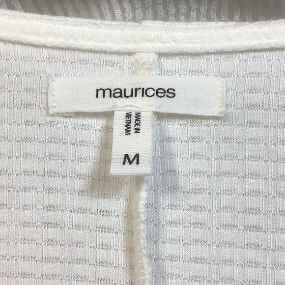 🌼 MAURICES Cream Yellow Floral Waffle Weave Faux Wrap Dolmen Long Sleeve - Picture 2 of 6